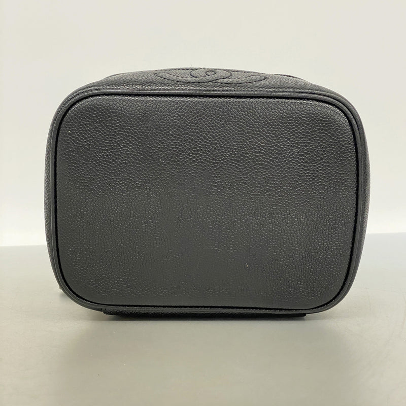 【6ie6833】シャネル バニティバッグ キャビアスキン ブラック ゴールド金具【中古】レディース