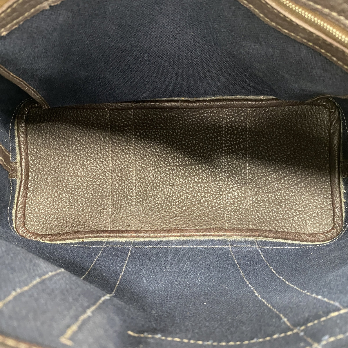 【6ie6835】エルメス トートバッグ プティットサンチュールPM トワルアッシュ ネイビー ブラウン シルバー金具 □J刻印【中古】レディース