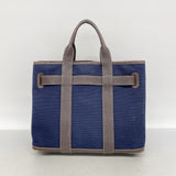 【6ie6835】エルメス トートバッグ プティットサンチュールPM トワルアッシュ ネイビー ブラウン シルバー金具 □J刻印【中古】レディース