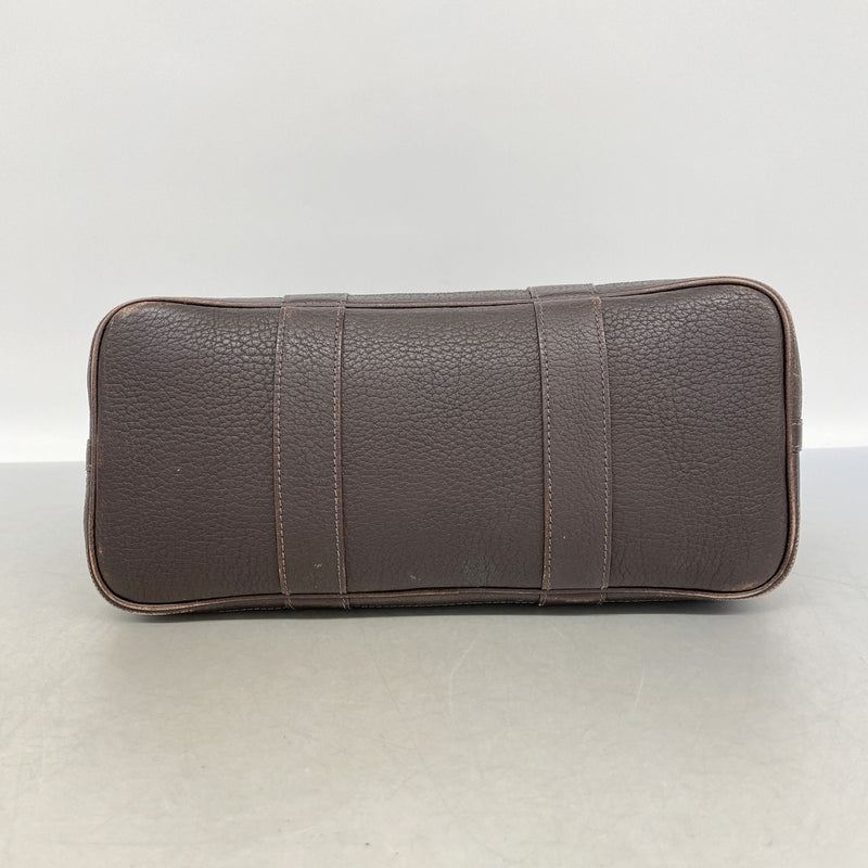 【6ie6835】エルメス トートバッグ プティットサンチュールPM トワルアッシュ ネイビー ブラウン シルバー金具 □J刻印【中古】レディース