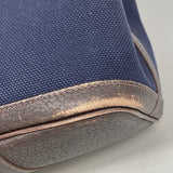 【6ie6835】エルメス トートバッグ プティットサンチュールPM トワルアッシュ ネイビー ブラウン シルバー金具 □J刻印【中古】レディース