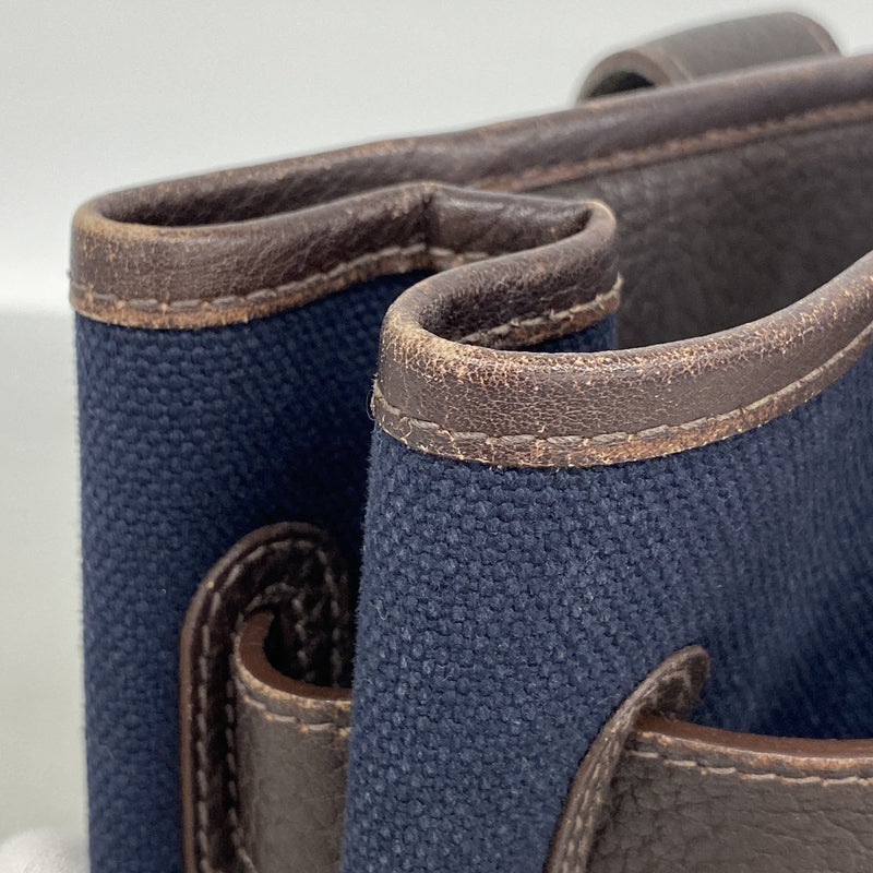 【6ie6835】エルメス トートバッグ プティットサンチュールPM トワルアッシュ ネイビー ブラウン シルバー金具 □J刻印【中古】レディース