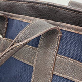 【6ie6835】エルメス トートバッグ プティットサンチュールPM トワルアッシュ ネイビー ブラウン シルバー金具 □J刻印【中古】レディース