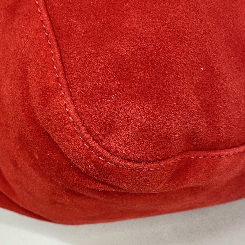 【6ie6841】フェンディ ハンドバッグ マンマバケット スウェード レッド ゴールド金具【中古】レディース