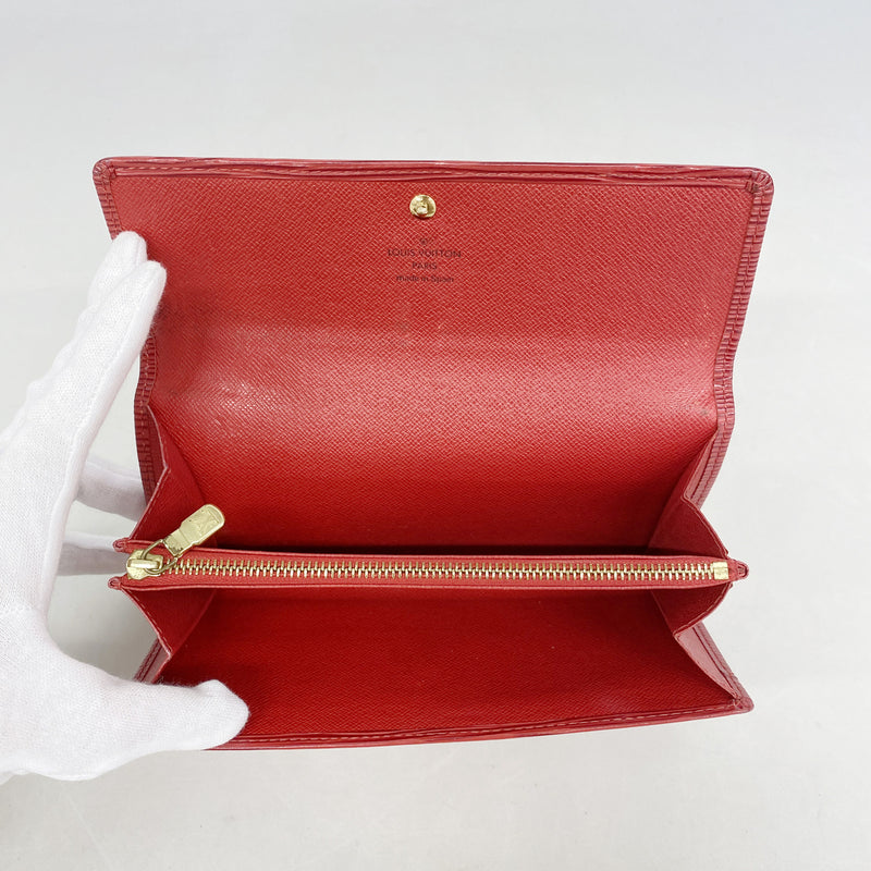 【6ie6849】ルイヴィトン 長財布 エピ ポシェットポルトモネクレディ M63577 カスティリアンレッド【中古】レディース
