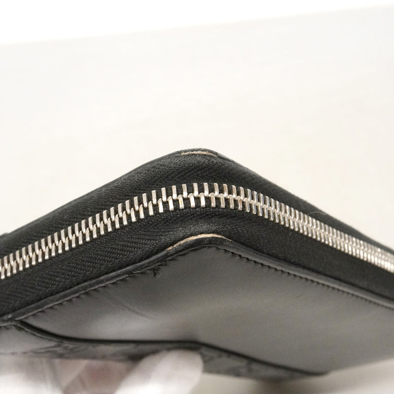 【6ie6853】グッチ 長財布 グッチシマ 408839 レザー ブラック シルバー金具【中古】レディース
