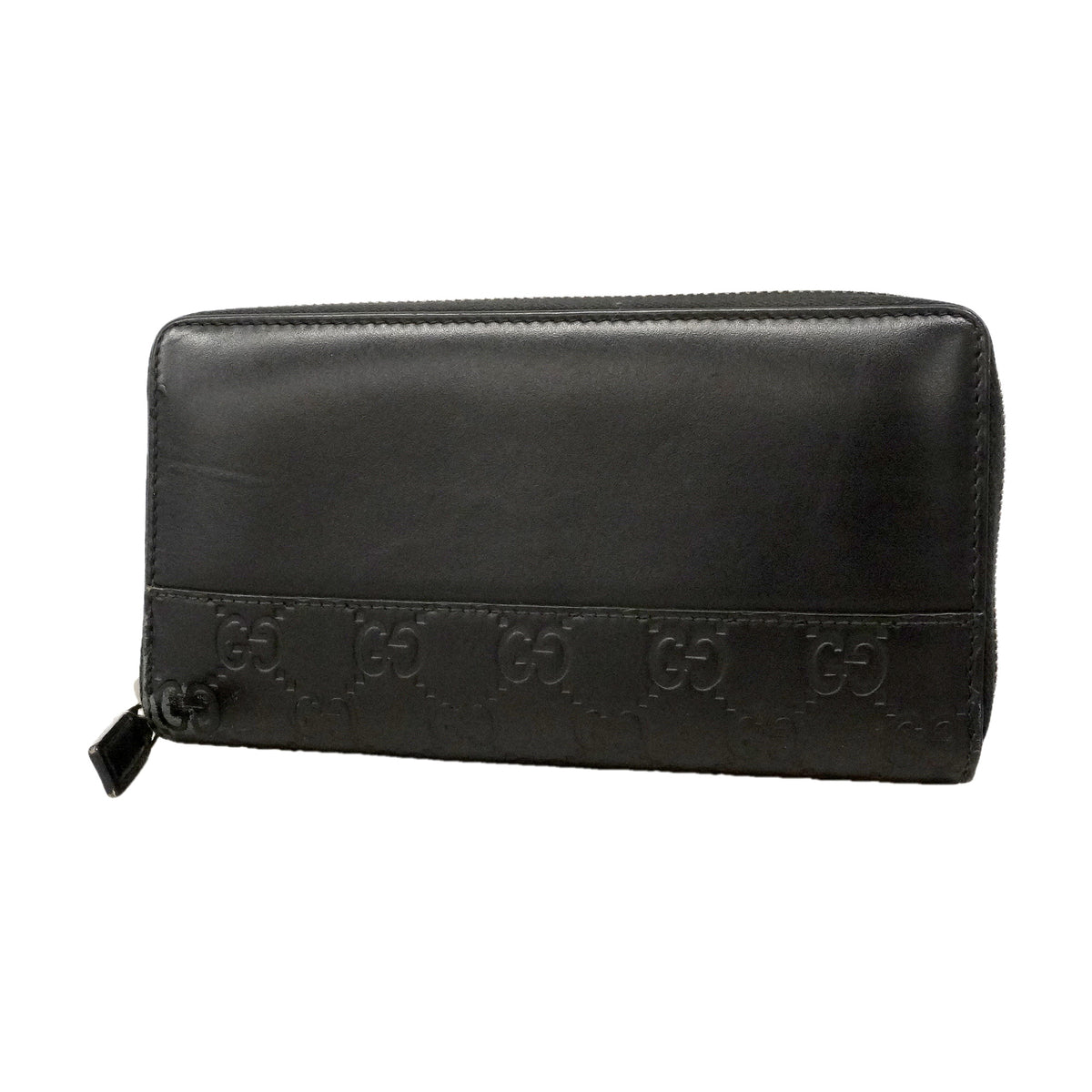【6ie6853】グッチ 長財布 グッチシマ 408839 レザー ブラック シルバー金具【中古】レディース