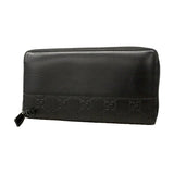 【6ie6853】グッチ 長財布 グッチシマ 408839 レザー ブラック シルバー金具【中古】レディース