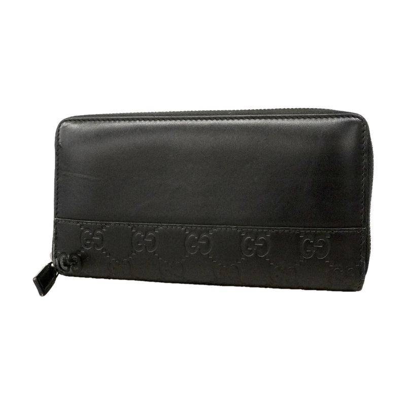 【6ie6853】グッチ 長財布 グッチシマ 408839 レザー ブラック シルバー金具【中古】レディース