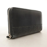 【6ie6853】グッチ 長財布 グッチシマ 408839 レザー ブラック シルバー金具【中古】レディース
