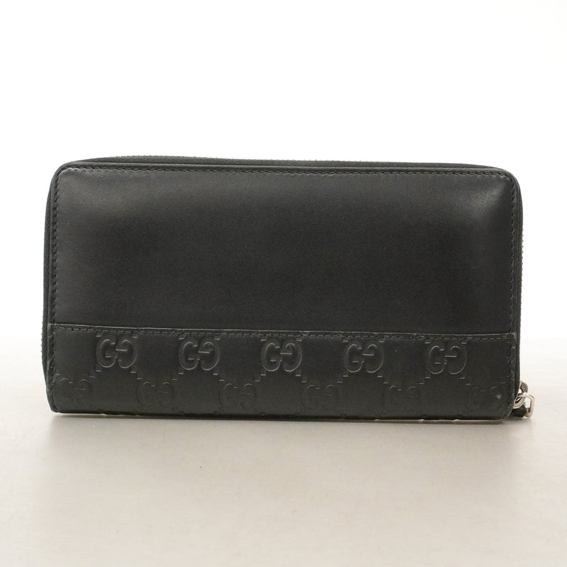 【6ie6853】グッチ 長財布 グッチシマ 408839 レザー ブラック シルバー金具【中古】レディース
