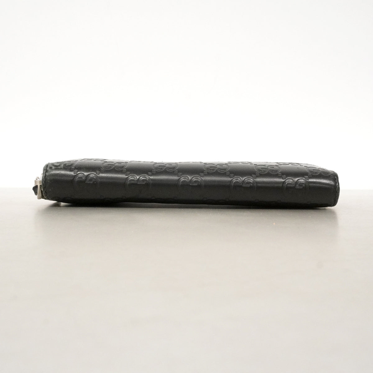 【6ie6853】グッチ 長財布 グッチシマ 408839 レザー ブラック シルバー金具【中古】レディース