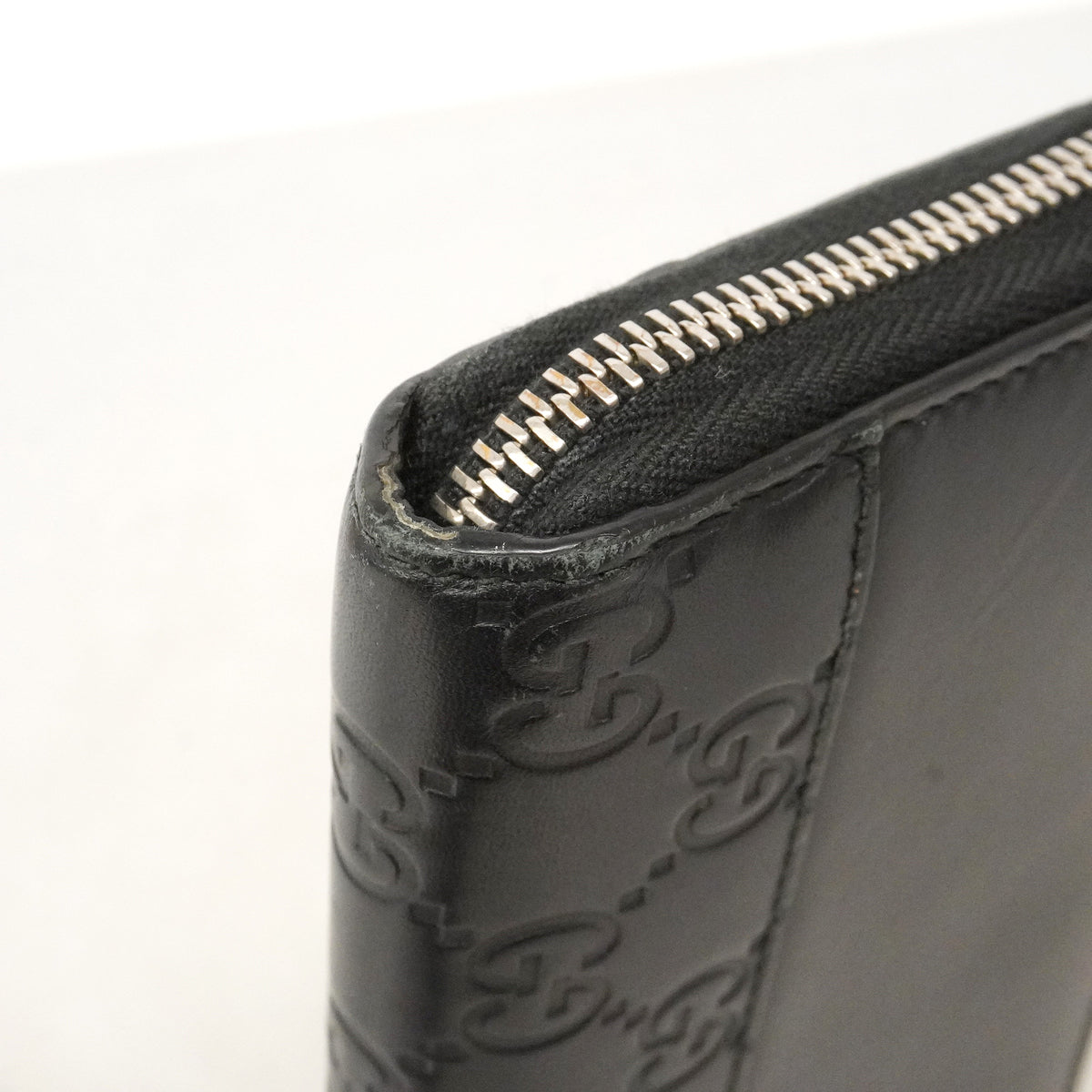 【6ie6853】グッチ 長財布 グッチシマ 408839 レザー ブラック シルバー金具【中古】レディース