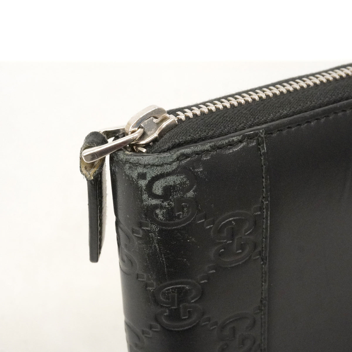 【6ie6853】グッチ 長財布 グッチシマ 408839 レザー ブラック シルバー金具【中古】レディース