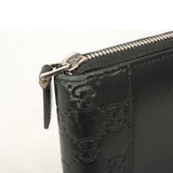 【6ie6853】グッチ 長財布 グッチシマ 408839 レザー ブラック シルバー金具【中古】レディース
