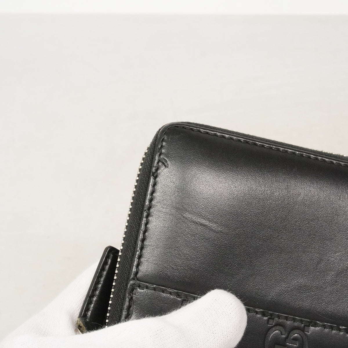 【6ie6853】グッチ 長財布 グッチシマ 408839 レザー ブラック シルバー金具【中古】レディース