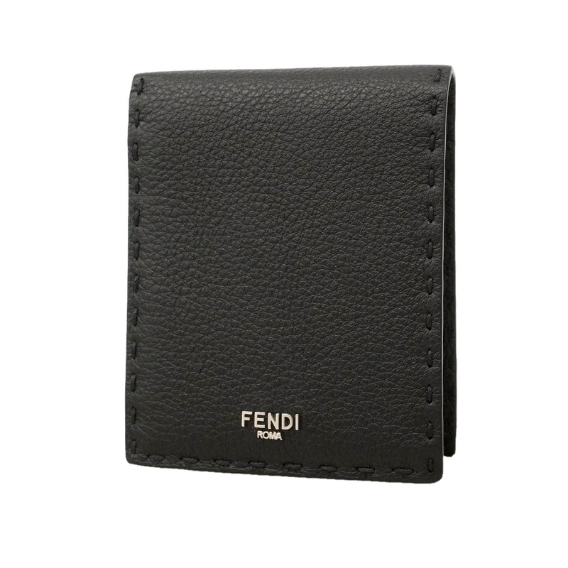【6ie6870】フェンディ 財布 レザー ブラック シルバー金具【中古】メンズ