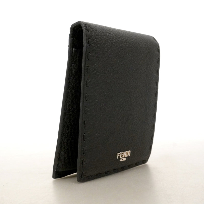 【6ie6870】フェンディ 財布 レザー ブラック シルバー金具【中古】メンズ