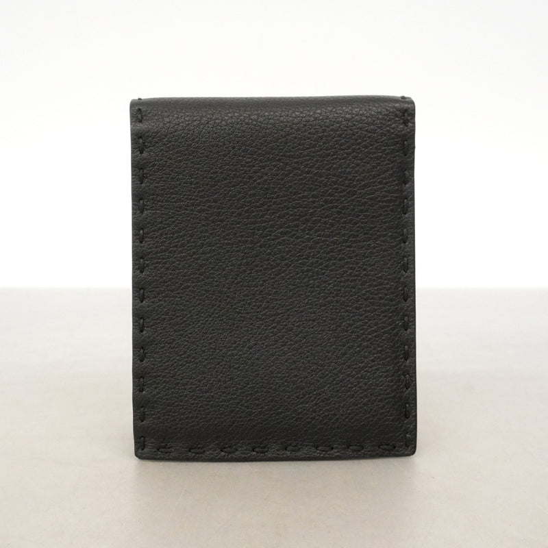 【6ie6870】フェンディ 財布 レザー ブラック シルバー金具【中古】メンズ