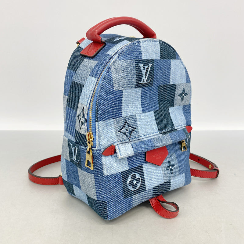 【6ie6878】ルイヴィトン リュック・デイパック モノグラム・デニム パームスプリングスバックパックMINI M45043 ブルー レッド【中古】レディース