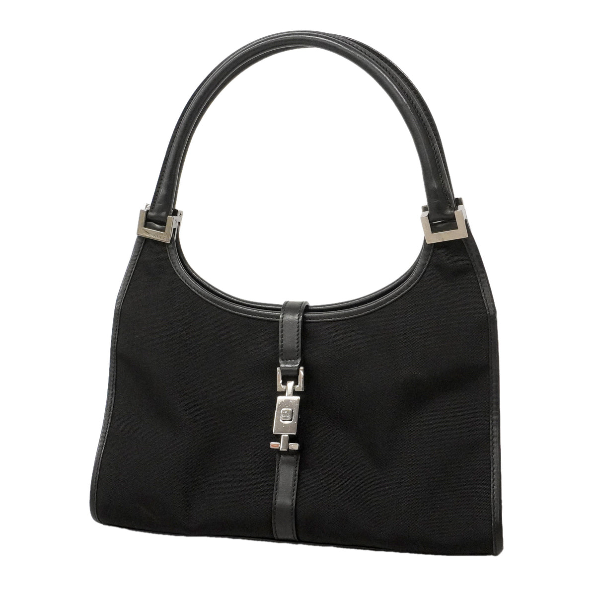 【6ie6891】グッチ ハンドバッグ ジャッキー 002 1068 キャンバス ブラック シルバー金具【中古】レディース