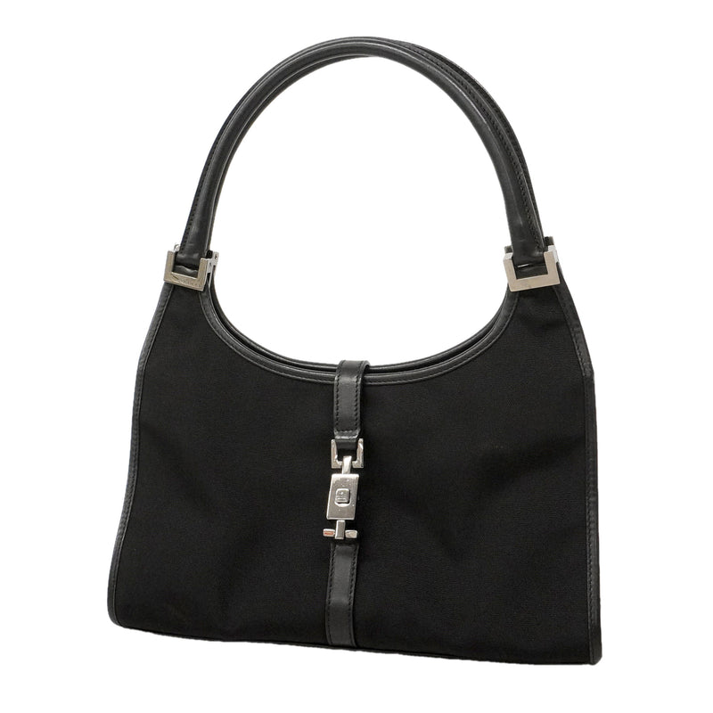 【6ie6891】グッチ ハンドバッグ ジャッキー 002 1068 キャンバス ブラック シルバー金具【中古】レディース