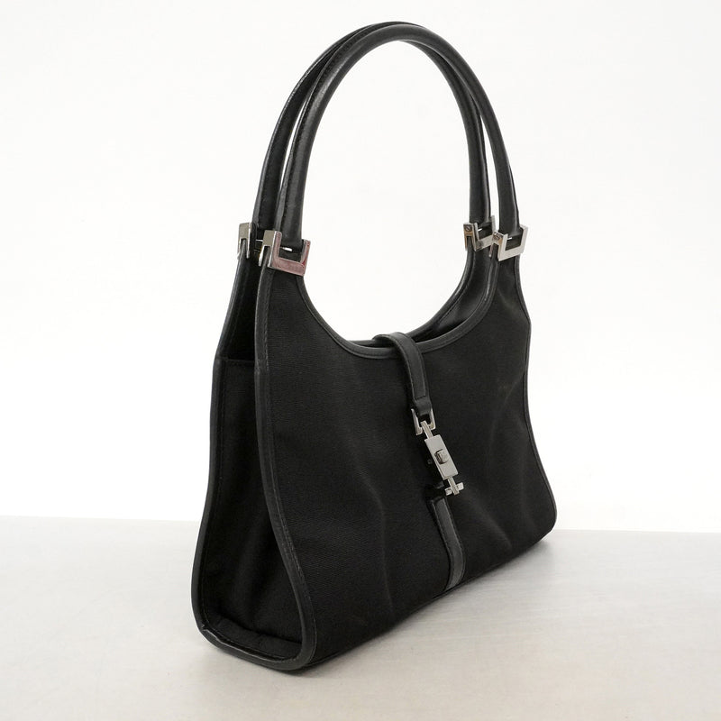 【6ie6891】グッチ ハンドバッグ ジャッキー 002 1068 キャンバス ブラック シルバー金具【中古】レディース