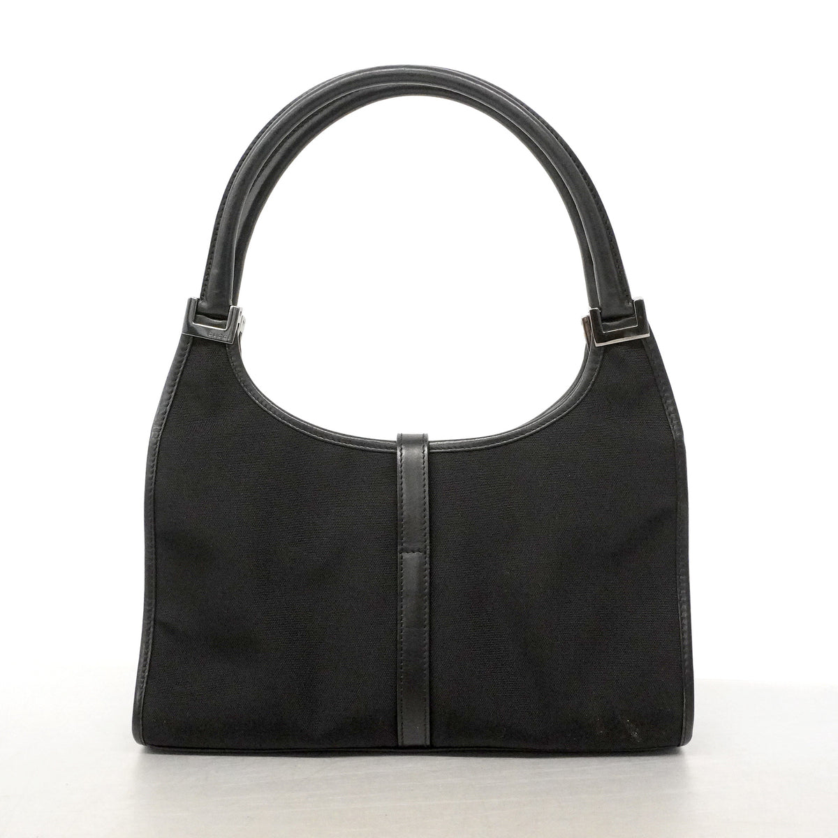 【6ie6891】グッチ ハンドバッグ ジャッキー 002 1068 キャンバス ブラック シルバー金具【中古】レディース