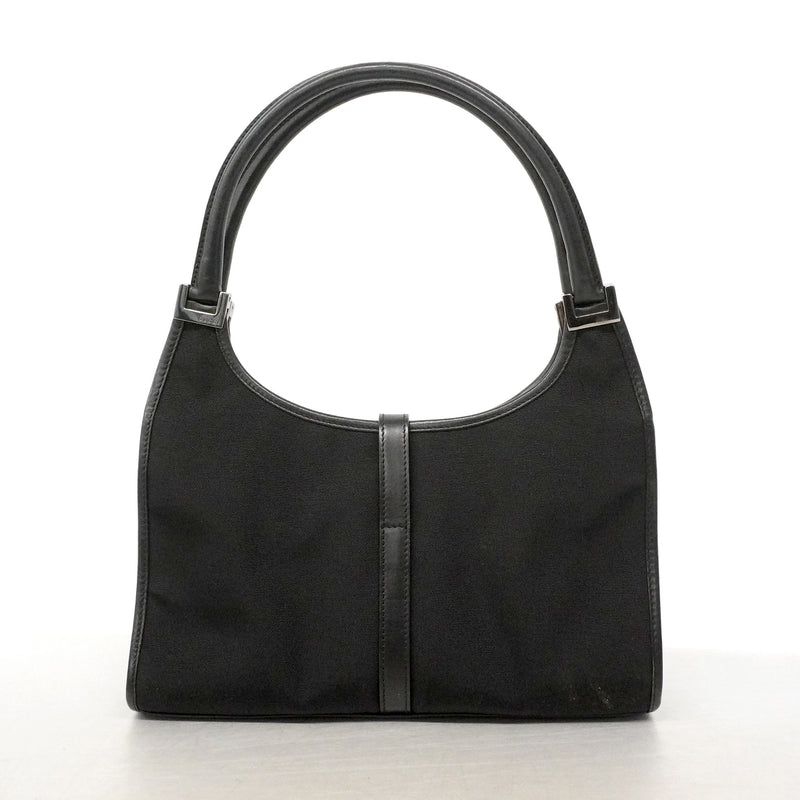 【6ie6891】グッチ ハンドバッグ ジャッキー 002 1068 キャンバス ブラック シルバー金具【中古】レディース
