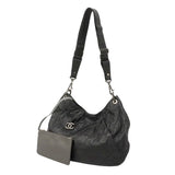 【6ie6901】シャネル ショルダーバッグ マトラッセ レザー ブラック シルバー金具【中古】レディース