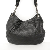 【6ie6901】シャネル ショルダーバッグ マトラッセ レザー ブラック シルバー金具【中古】レディース