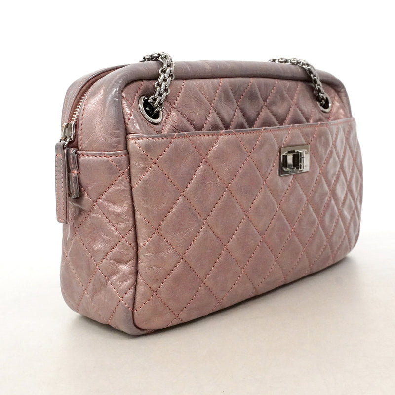 【6ie6902】シャネル ショルダーバッグ 2.55/マトラッセ チェーンショルダー レザー メタルピンク シルバー金具【中古】レディース