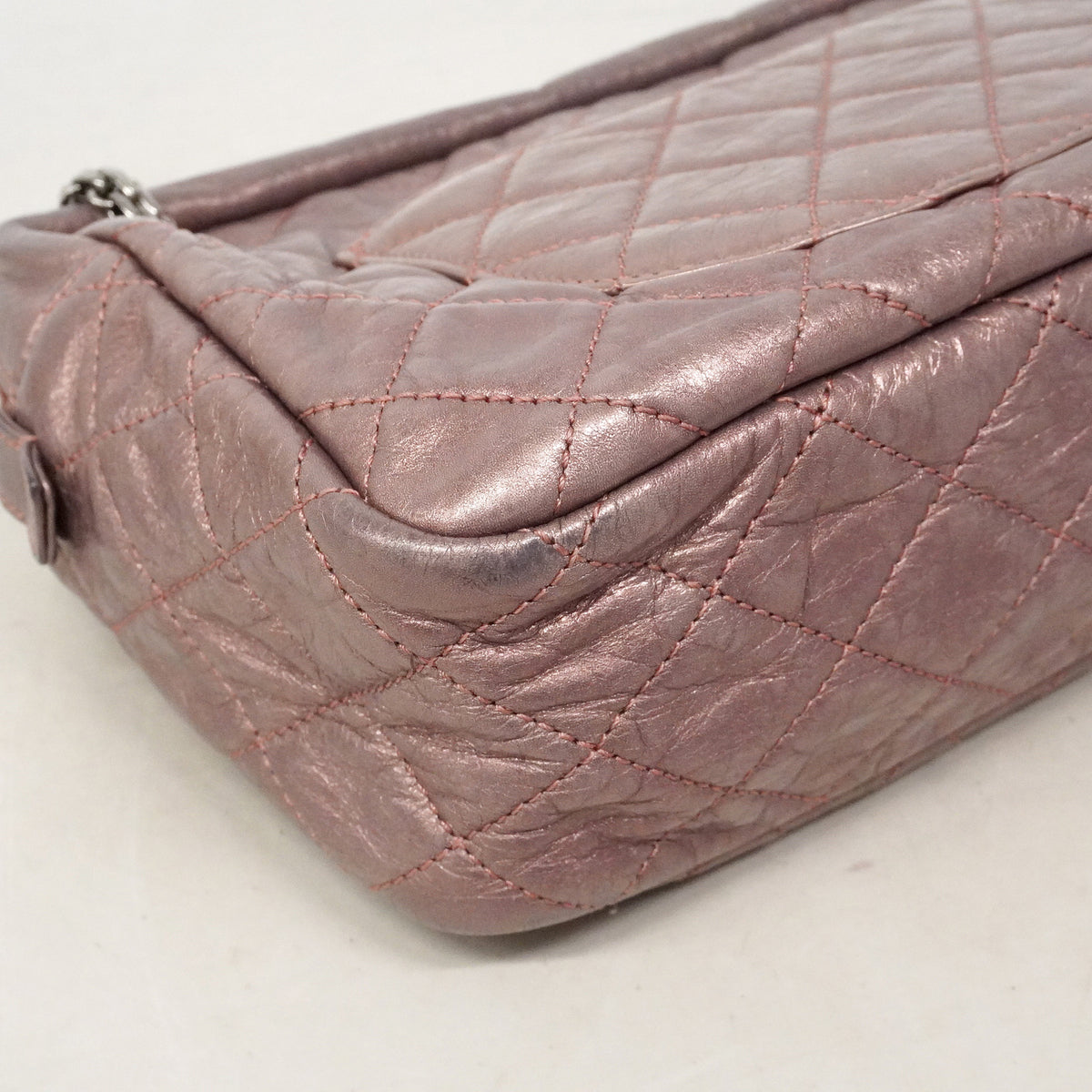 【6ie6902】シャネル ショルダーバッグ 2.55/マトラッセ チェーンショルダー レザー メタルピンク シルバー金具【中古】レディース