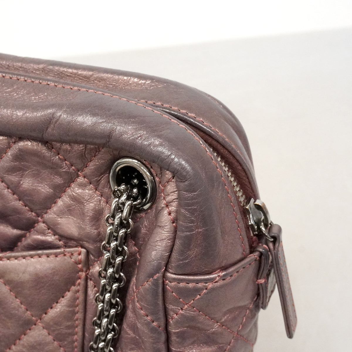 【6ie6902】シャネル ショルダーバッグ 2.55/マトラッセ チェーンショルダー レザー メタルピンク シルバー金具【中古】レディース