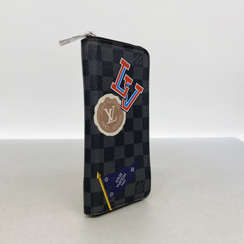 【6ie6923】ルイヴィトン 長財布 ダミエ・グラフィット LVリーグ/ステッカーズ ジッピーウォレットヴェルティカル N64443 ブラック【中古】メンズ