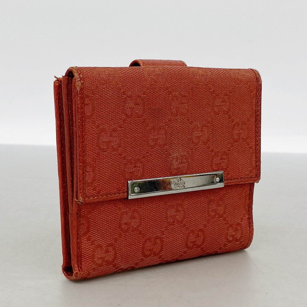 【6ie6927】グッチ 財布 GGキャンバス 112664 キャンバス レッド シルバー金具【中古】レディース