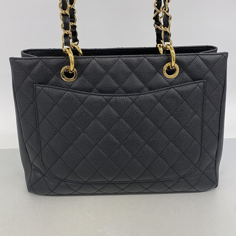 【6ie6940】シャネル チェーントート マトラッセ キャビアスキン ブラック ゴールド金具【中古】レディース