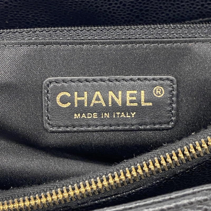 【6ie6940】シャネル チェーントート マトラッセ キャビアスキン ブラック ゴールド金具【中古】レディース