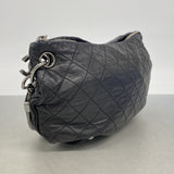 【6ie6942】シャネル ショルダーバッグ マトラッセ ラムスキン ブラック シルバー金具【中古】レディース