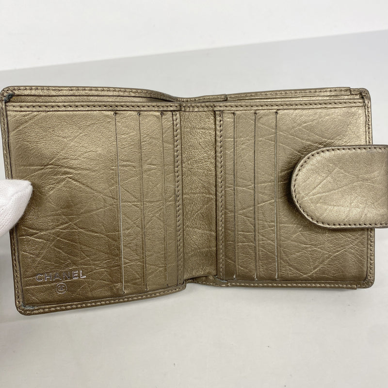 【6ie6943】シャネル 財布 カンボン レザー ブロンズ シルバー金具【中古】レディース