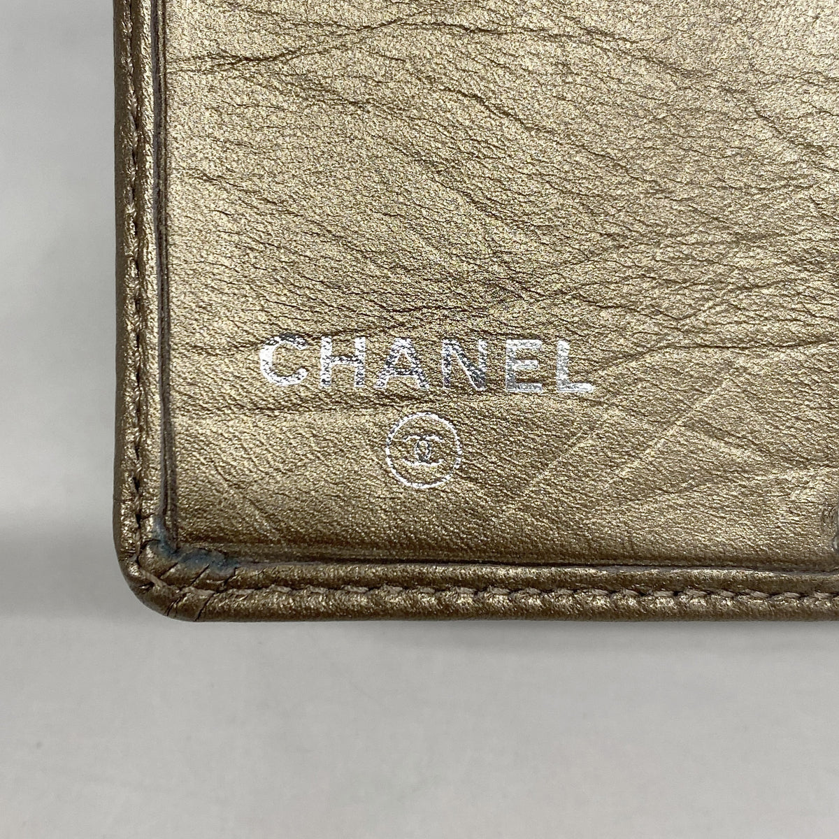 【6ie6943】シャネル 財布 カンボン レザー ブロンズ シルバー金具【中古】レディース