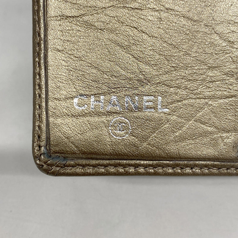 【6ie6943】シャネル 財布 カンボン レザー ブロンズ シルバー金具【中古】レディース