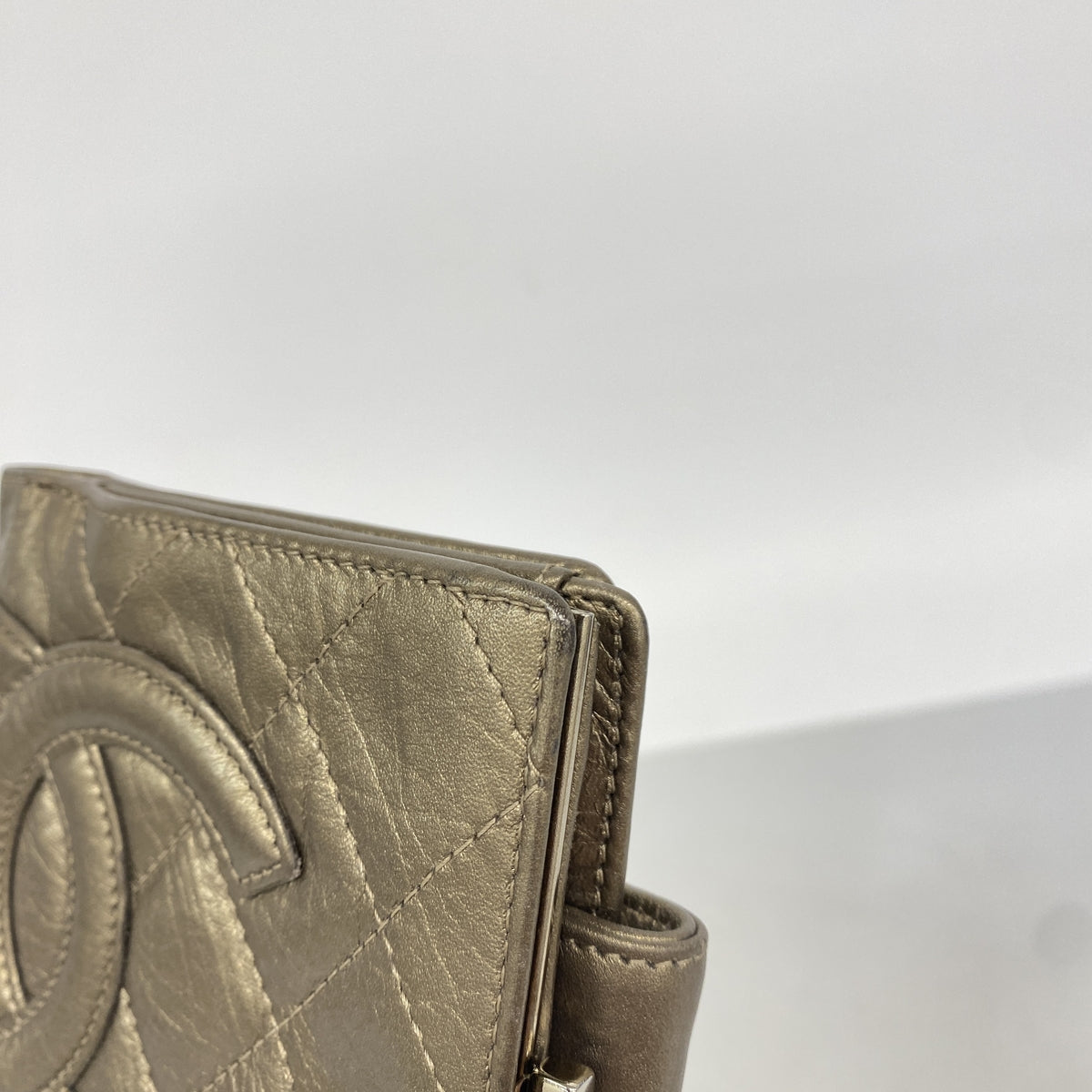 【6ie6943】シャネル 財布 カンボン レザー ブロンズ シルバー金具【中古】レディース