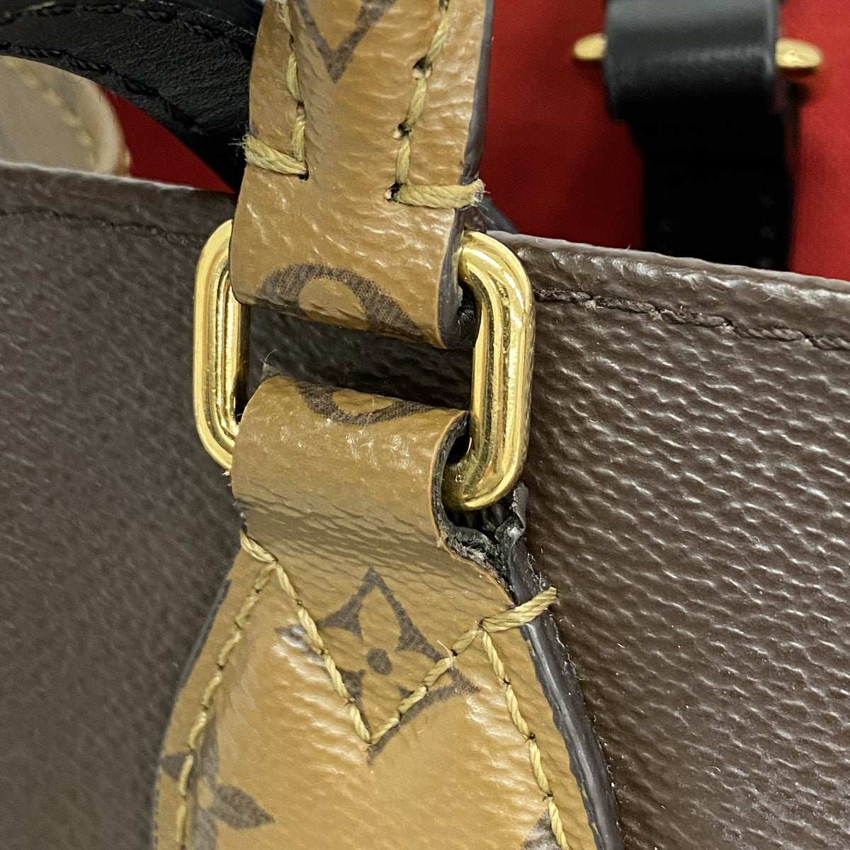 【6ie6949】ルイヴィトン トートバッグ モノグラム・ジャイアント リバース オンザゴーMM M45321 ブラウン 2wayバッグ【中古】レディース