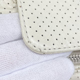 【6ie6958】シャネル ショルダーバッグ チェーンショルダー パンチング レザー アイボリー シルバー金具【中古】レディース