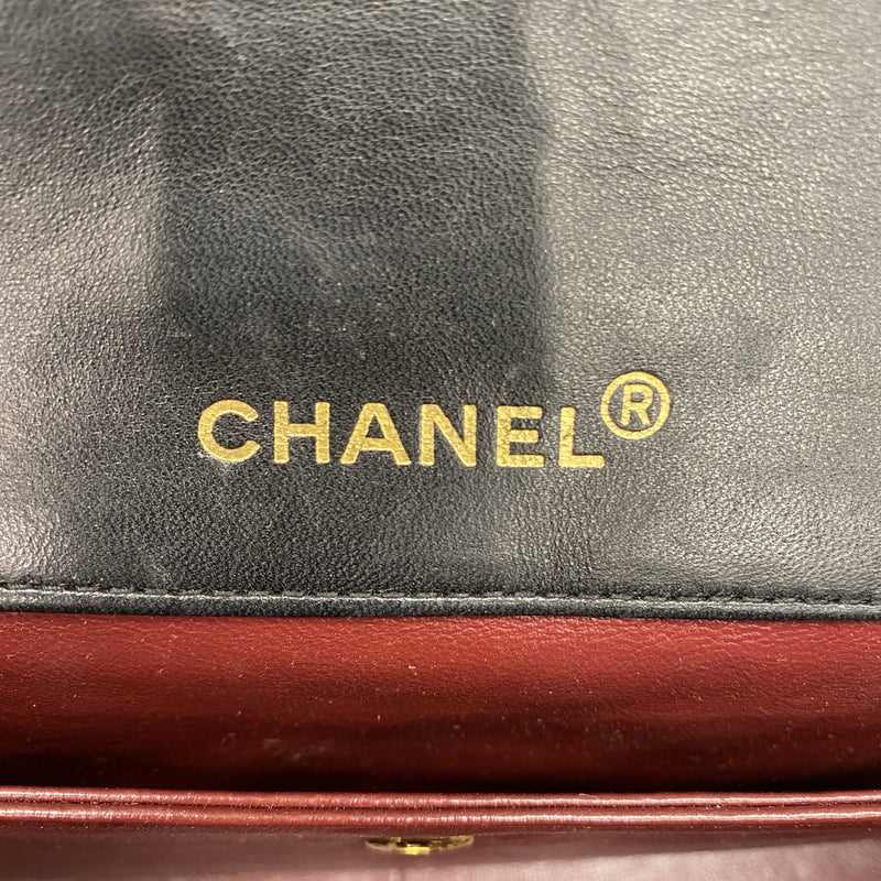 【6ie6959】シャネル ショルダーバッグ マトラッセ チェーンショルダー ラムスキン ブラック ゴールド金具【中古】レディース