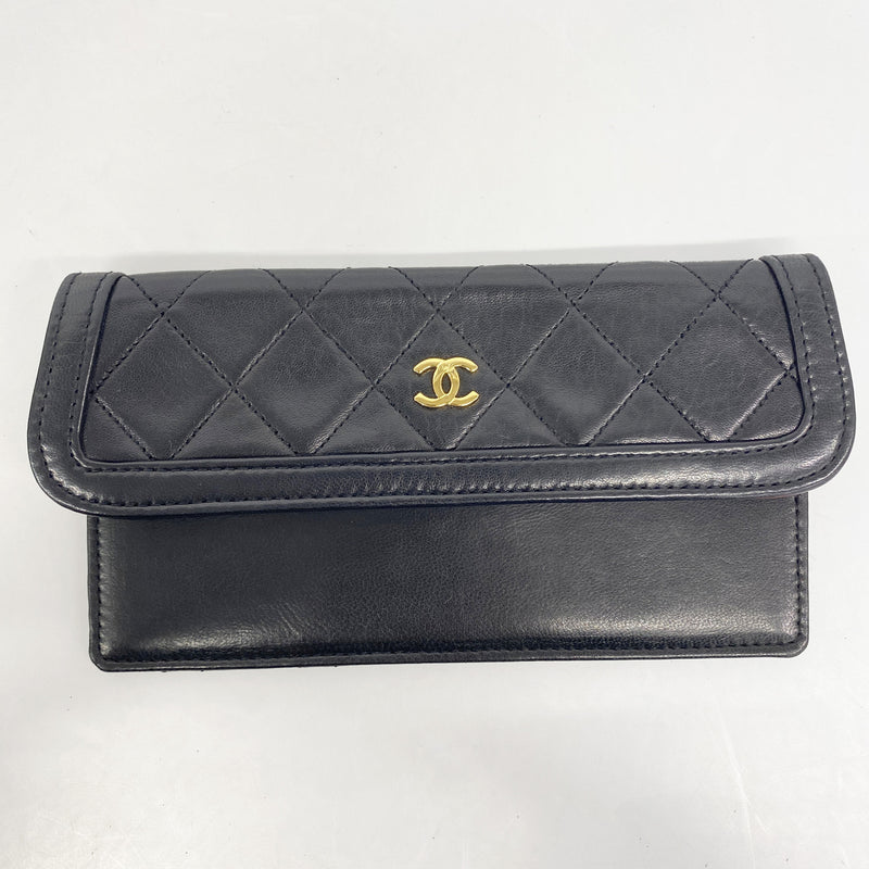 【6ie6959】シャネル ショルダーバッグ マトラッセ チェーンショルダー ラムスキン ブラック ゴールド金具【中古】レディース