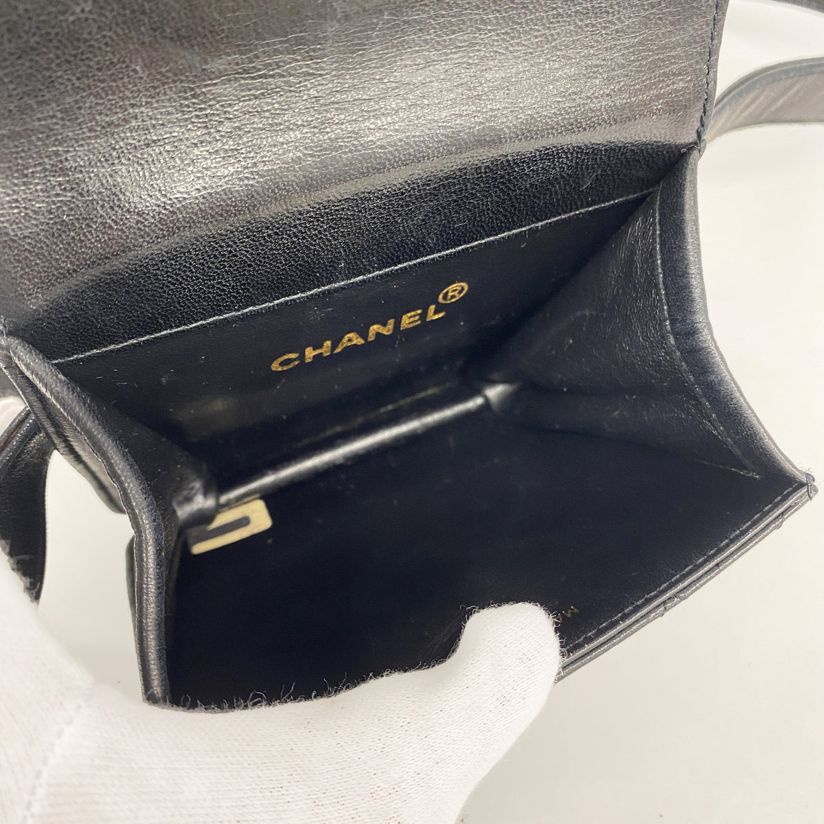 【6ie6960】シャネル ウエストバッグ マトラッセ ラムスキン ブラック ゴールド金具【中古】レディース