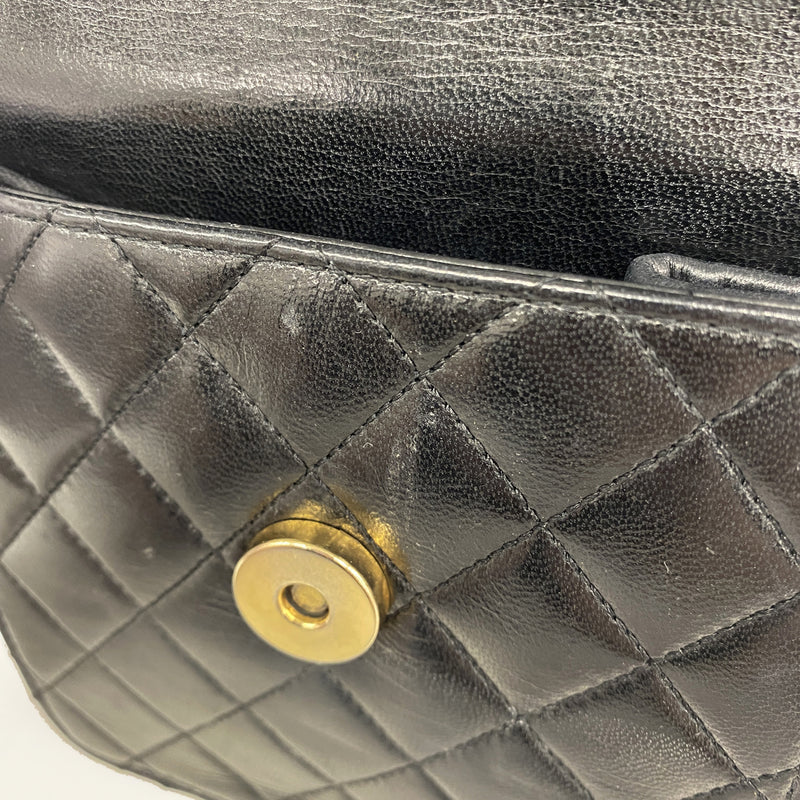 【6ie6960】シャネル ウエストバッグ マトラッセ ラムスキン ブラック ゴールド金具【中古】レディース