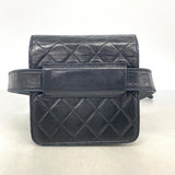 【6ie6960】シャネル ウエストバッグ マトラッセ ラムスキン ブラック ゴールド金具【中古】レディース